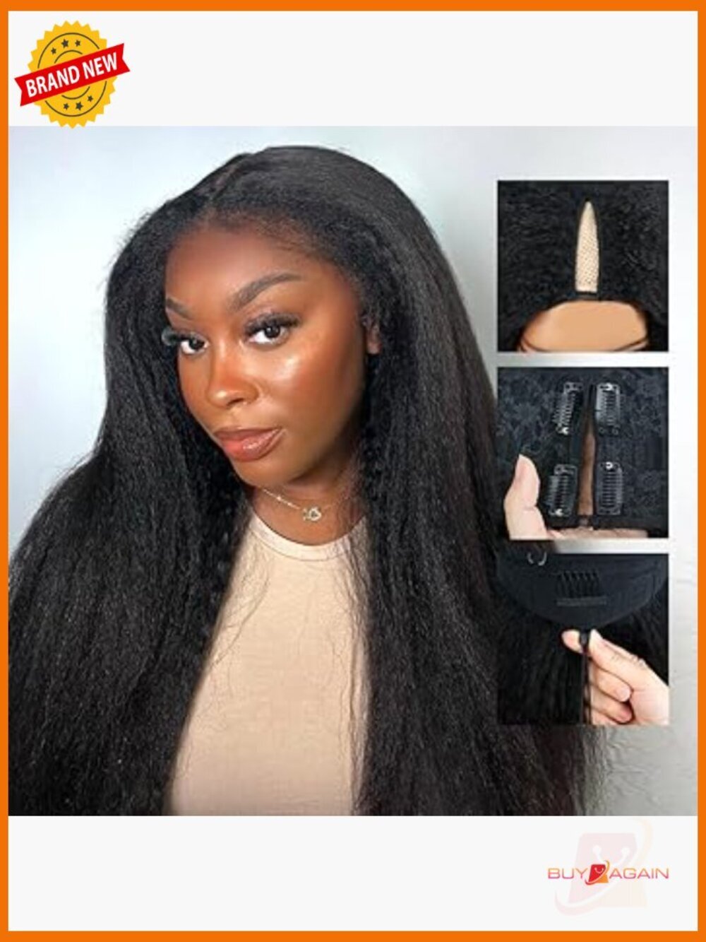 Kinky Straight V Part Wig Human Hair 28 Inch Glueless U Part Wig For Women With